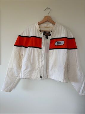 Harley-Davidson White Jacket with Orange Racing Stripe